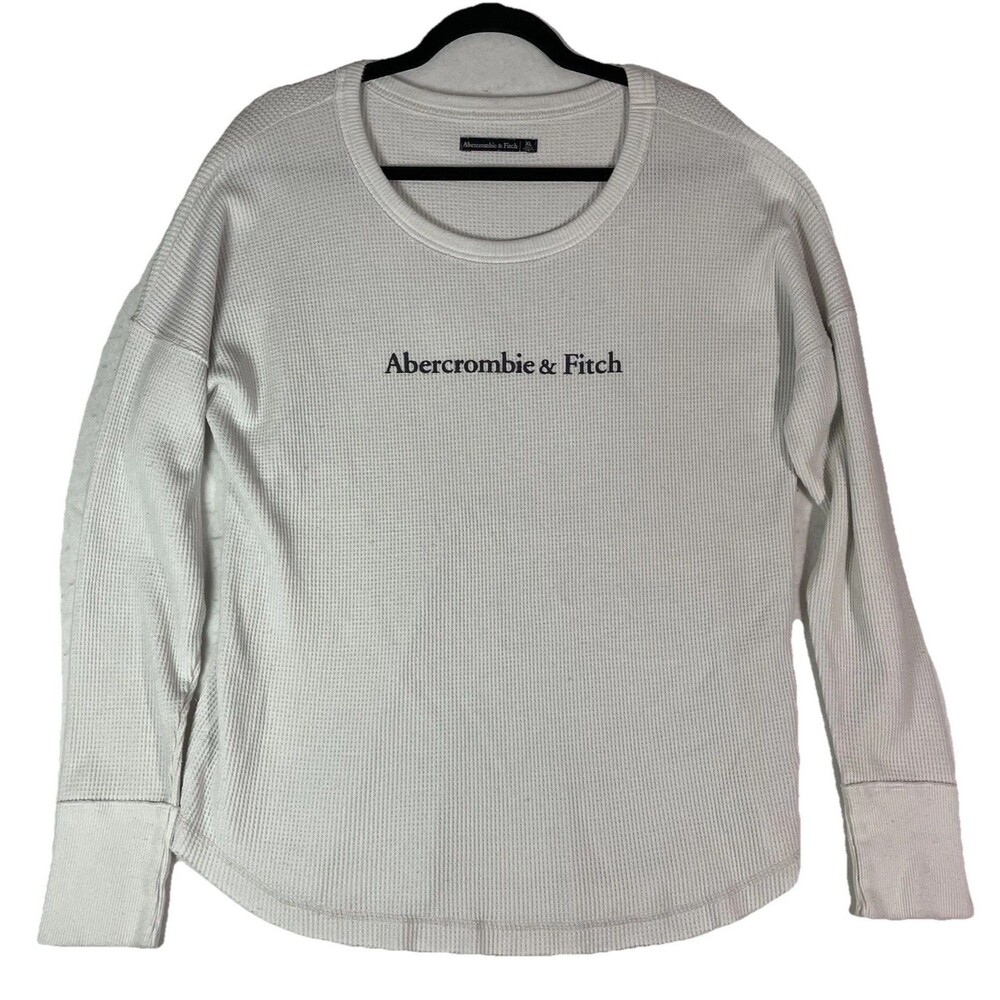 Abercrombie & Fitch Shirt Mens XL Thermal White Waffle Knit A&F Logo